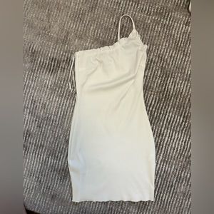One shoulder white mini dress